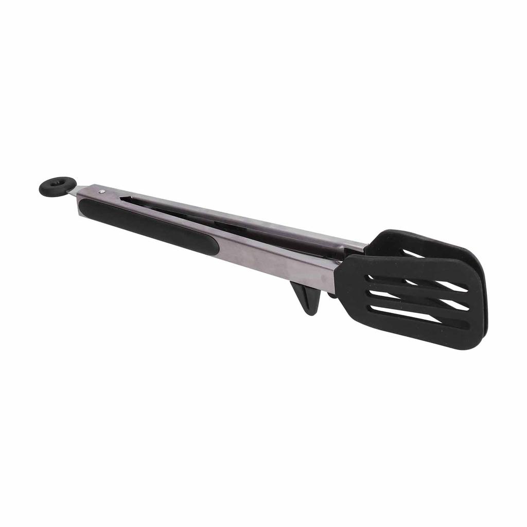Stainless Steel Silicone Food Spatula Clamp Food Barbecue Steak Tongs Baking Tool for Home BBQ12in Black Bracket