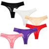 Fashion Low Waist Mesh Sheer Lace Thong Cotton Crotch Transparent Mesh Briefs Women Intimate Hollow Romantic T Panties Home