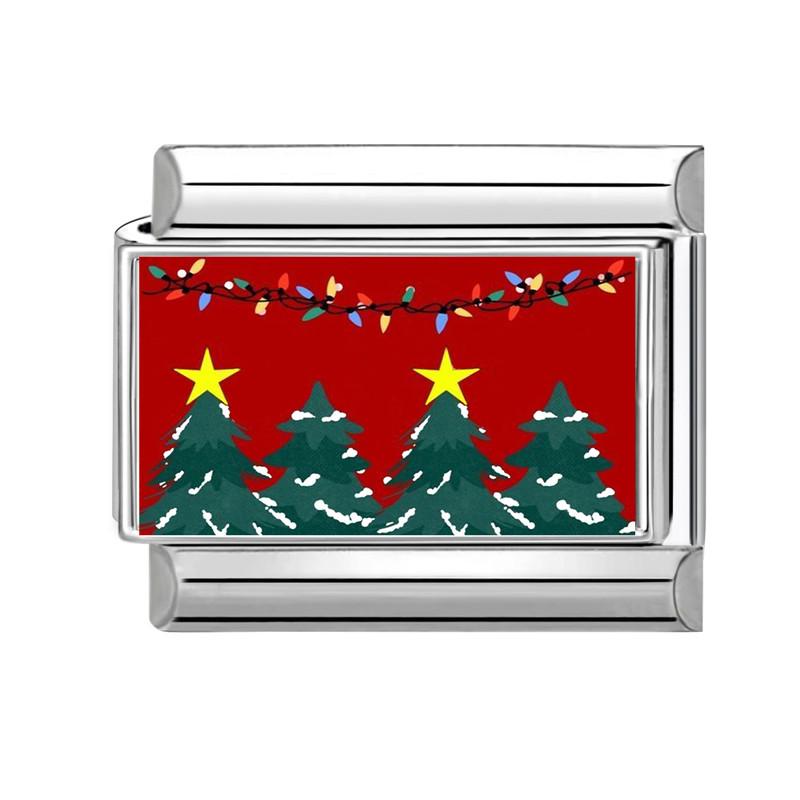 Cute Snowman Dog Santa Claus Snowflake Christmas Tree Italian Charm Links Fit 9MM Stainless Steel Bracelet Women Men DIY Making