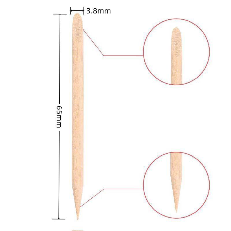 100-Piece Dual-Ended Manicure Sticks: Orange Wood Cuticle Remover & Rhinestone Picker, 7.5cm