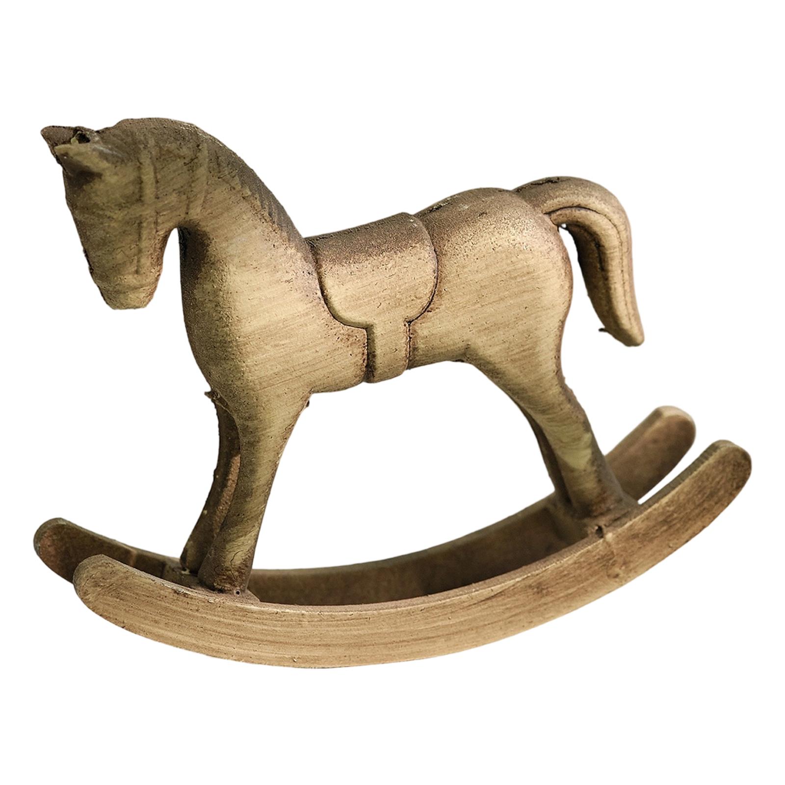 Rocking Horse Wooden Ornaments Living Room Table Decoration Nordic Retro Home Bar Pony Wooden Crafts For Living Room Tabletop TV