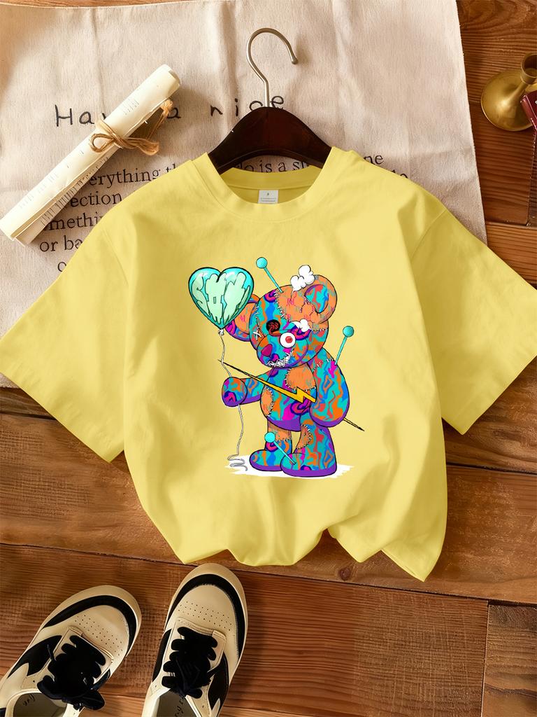 Kawaii Ok Cartoon Bear Graphic Printed TShirts Women Casual Short Sleeve Tops Soft Loose T Shirt Summer ONeck Womans Clothes