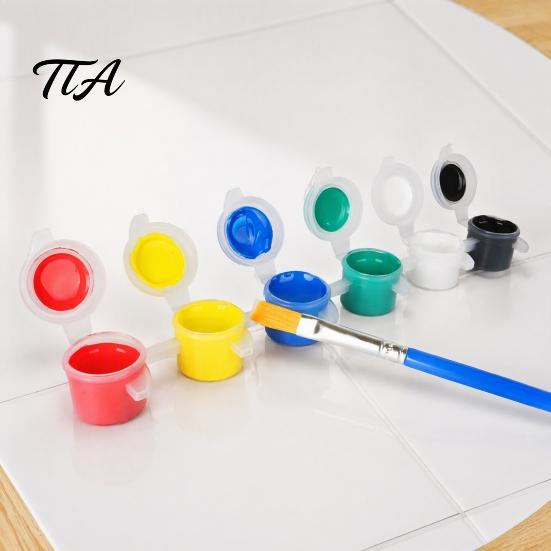 Non-Toxic Paint 1 Set 12 Colors Mini Acrylic Paints with Brushes And Palette, 2ml Per Cup, Kids & Adults Craft Paint, Strips for DIY Crafts,