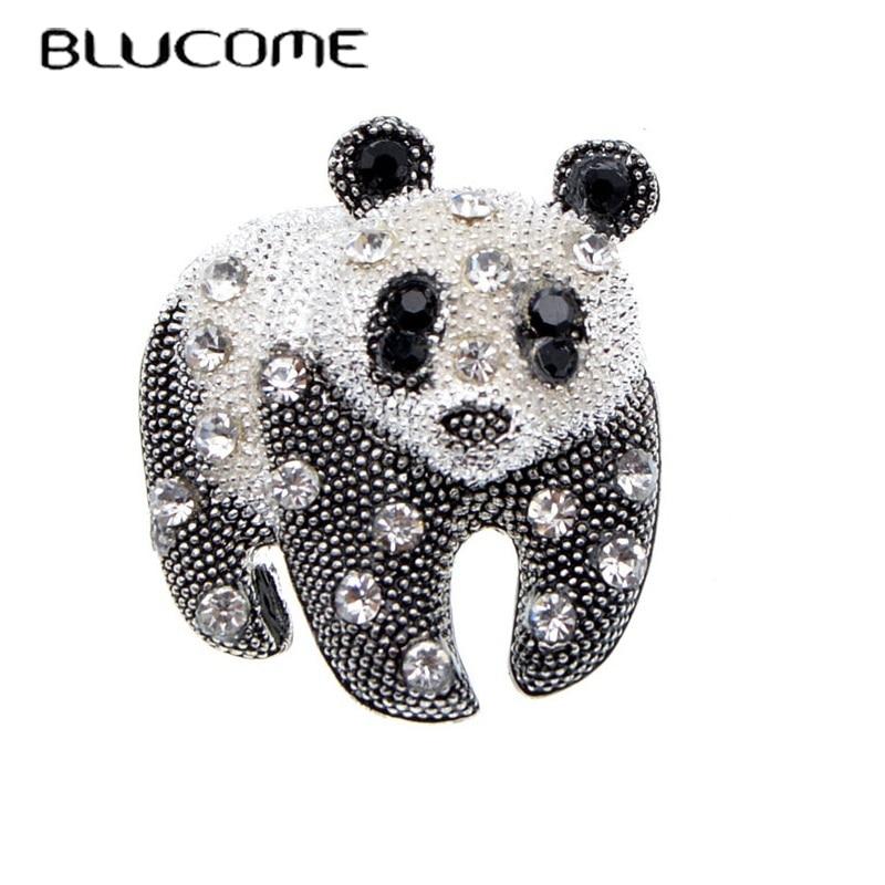 

Blucome Черно-белый цвет Панда Брошь Унисекс Мода Анималист Дизайн Горный хрусталь Ювелирные изделия Высокое качество Новый 2020