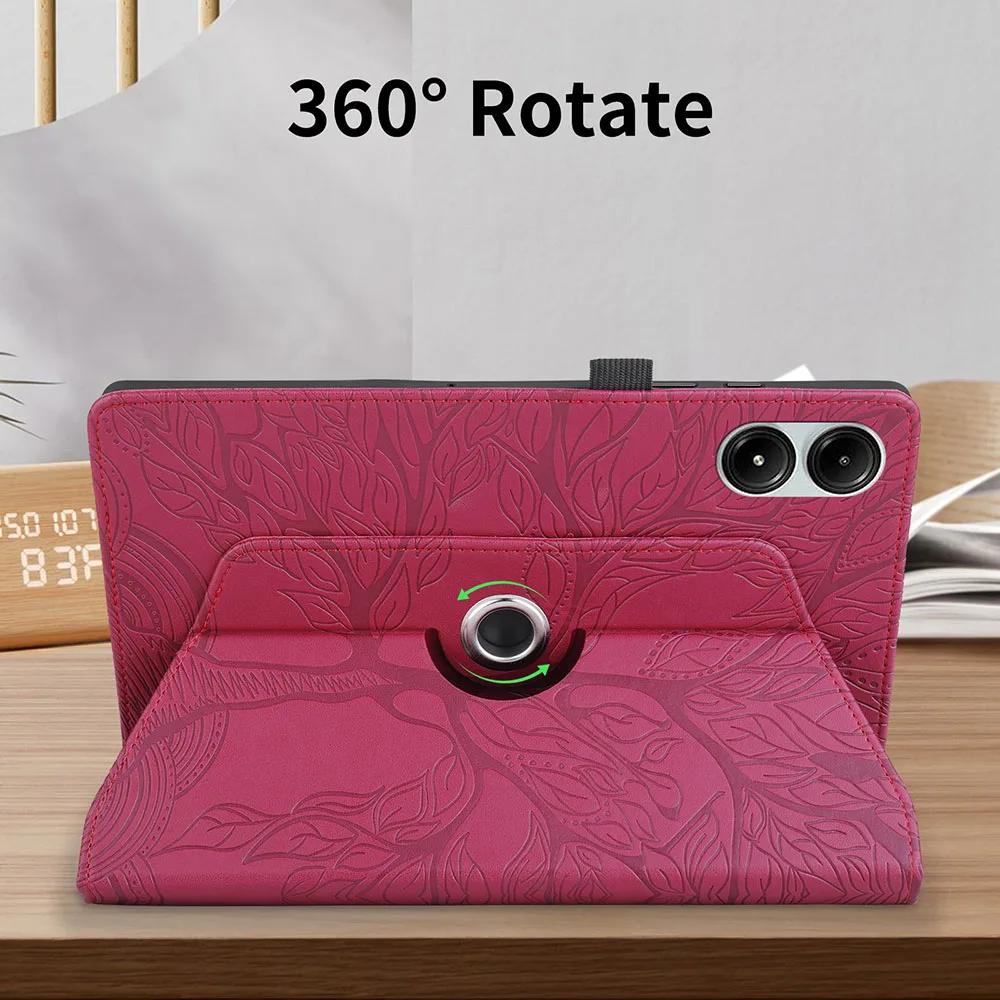 Redmi SE 2025 New Tablet Case for XIAOMI Redmi Pad SE 11 Inch 2025 3D Tree Embossed PU Leather Cover 360° Rotation Bracket Funda