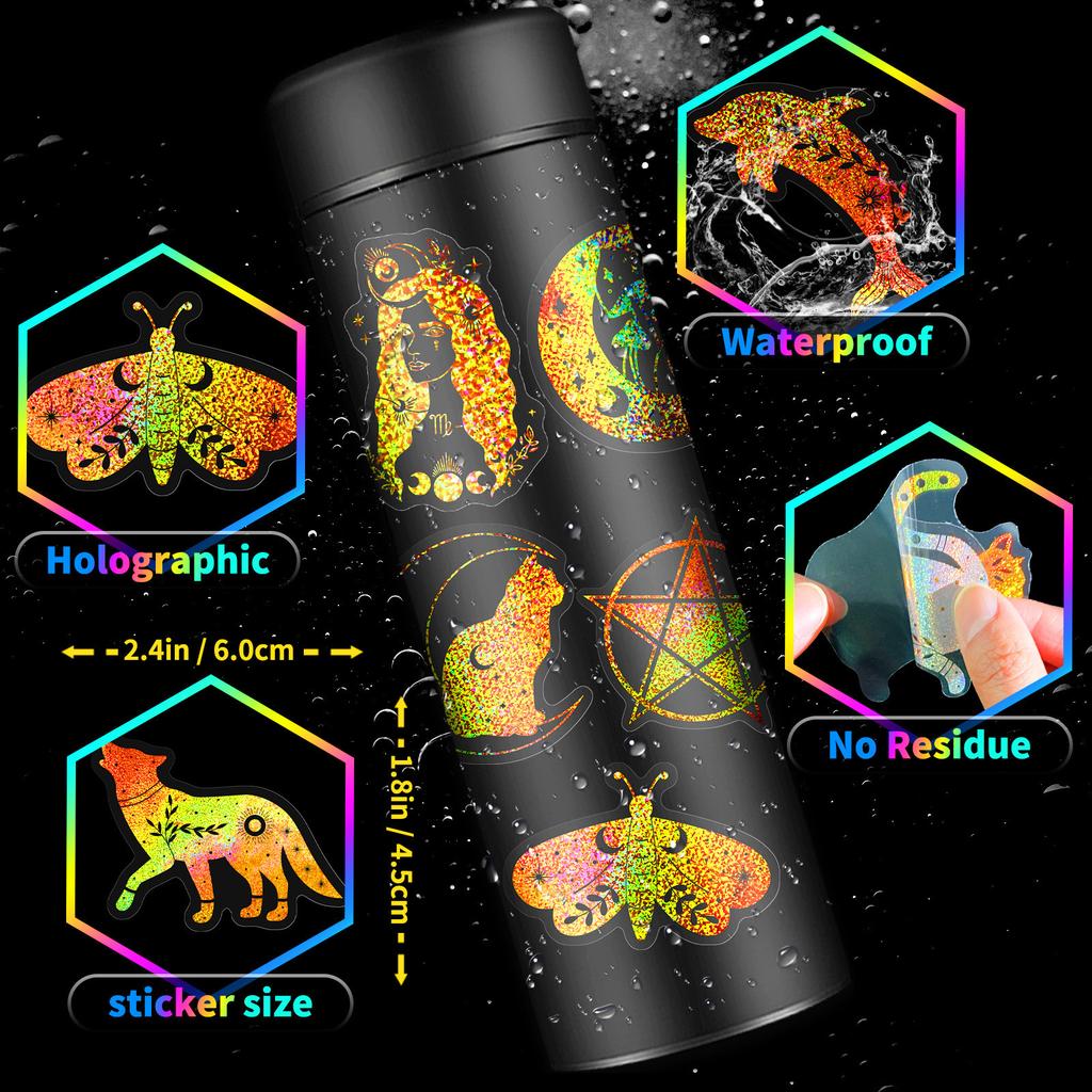 100 Transparent Gold Laser Magic PET Stickers Laser Gold Flashing Special Handbook Material Holographic Stickers