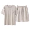 Men's 100% Cotton Short Sleeve Pajama Set - Summer Lightweight, Wearable Outdoors, Ideal for Teens