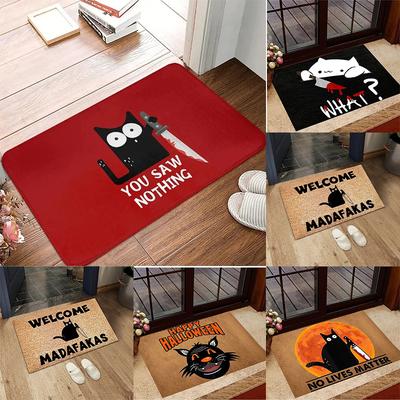 Funny Cat Door Mat with Humorous Quotes and Unique Designs Decorative Floor Protector for Home Entrance and Living Room
