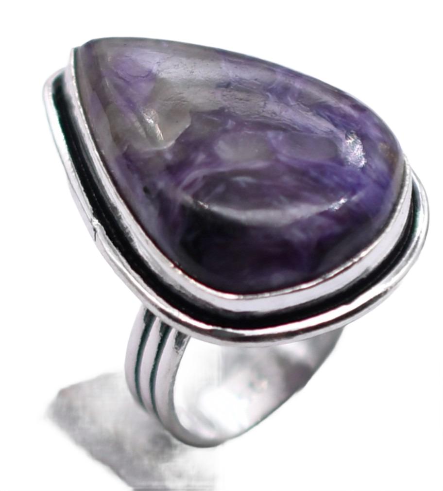 Charoite Natural Gemstone Antique Silver Plated Ring US Size-5 R 5233