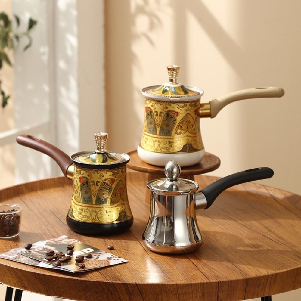 350/550/720ml Türkische Kaffeekanne Langer Griff Buttererwärmer Teekocher Milchteekanne Küche