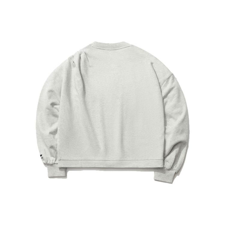 Li Ning Sports Basketball Series Solid Color Loose Pullover Round Neck Sweatshirt Women sweatshirt Light-Gray AWDR194-1