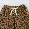 Women's Drawstring Tie Loose Personalised Leopard Print Plush Casual Elastic Low Waist Skinny Niche Straight Leg Pants