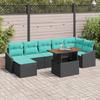 Garden Sofa Set with Cushions 8 pcs Black and Teal