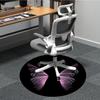 1pc Wings, Pink Chair Carpet for Office, Round Polyester Mat, Indoor Decor for Office, Easycare Fabric, Washable Non-slip Area Carpet