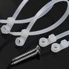 100PCS Automatic Locking Nylon Cable Tie Buckles 18kg Capacity Black White with Screw Mounts for Secure Cord Management