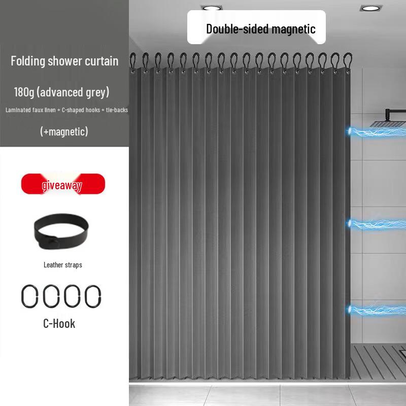 Handun Magnetic Folding Shower Curtain