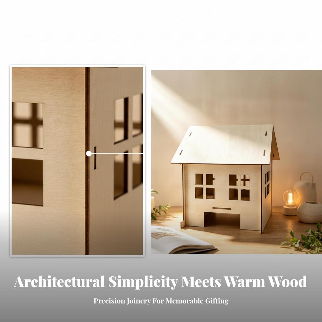 Natural Wood Craft House Model Easy to Assemble for Reading Nooks