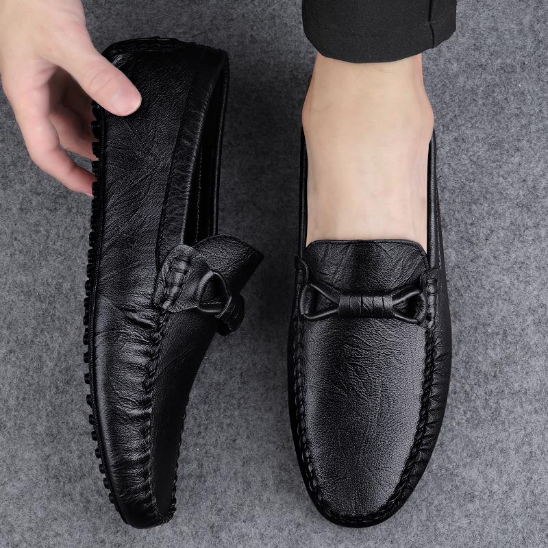 Fashion Luxury Brand Mens Leather Shoes Casual Driving Shoes Men Anti-skid Business Loafers High Quality Male Casual Shoes Slip on Flats