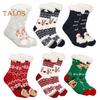1 Paar Wintersocken mit Cartoon-Weihnachtsmann- und Elch-Print, mit Plüsch gefüttert, wärmespeichernd, Weihnachts-High-Tube-Socken, Beinwärmer, Herbst-Winter-Bodensocken, Weihnachtsgeschenk