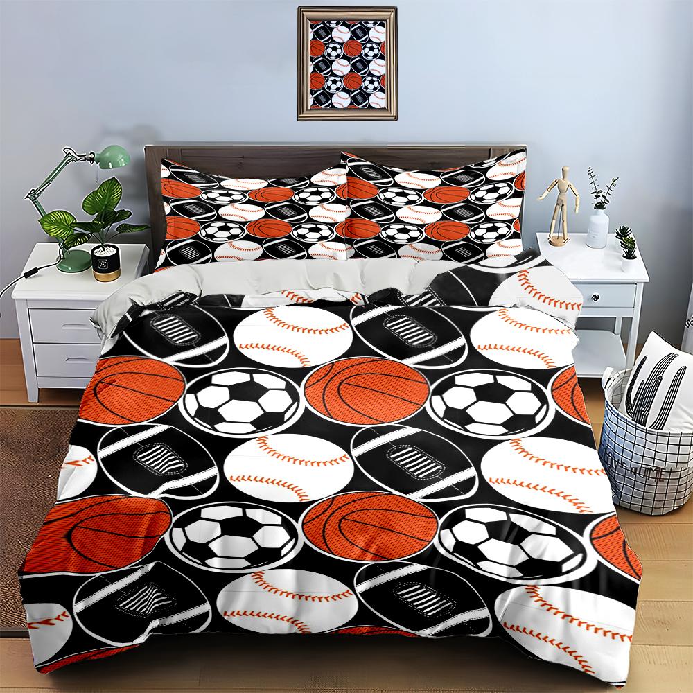 Sports ball pattern. Bedding Duvet cover sets Duvet covers Pillowcases gifts (1 * Duvet Cover 2 * Pillowcases, without duvet insert)