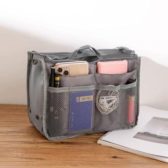 Bag-in-bag Inner Bag Lightweight Self-standing Storage Cosmetic Multi-bag Pouch Travel Multifunctional Durable Camping Organization (gray)