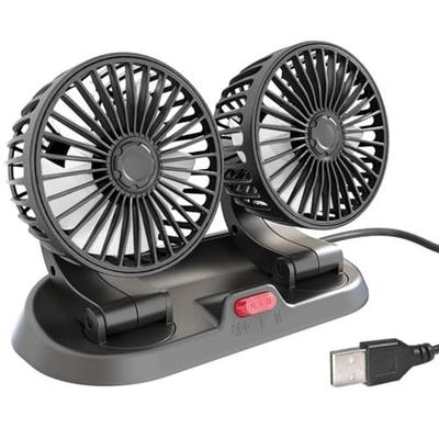 EU SOU Auto-Ventilator, Hitzeschutz, Hitzschlag-Prävention, Doppelventilator, Elektrischer Ventilator, Auto-Ventilator, Zigarettenanzünderbuchse, USB, 12V, 24V (5V (USB))