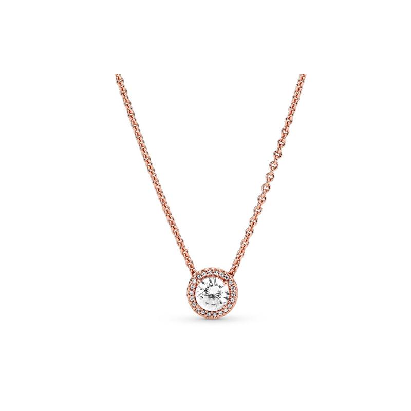 Pandora Classic and Elegant 925 Silver Clavicle Chain Women s Rose Gold 386240CZ
