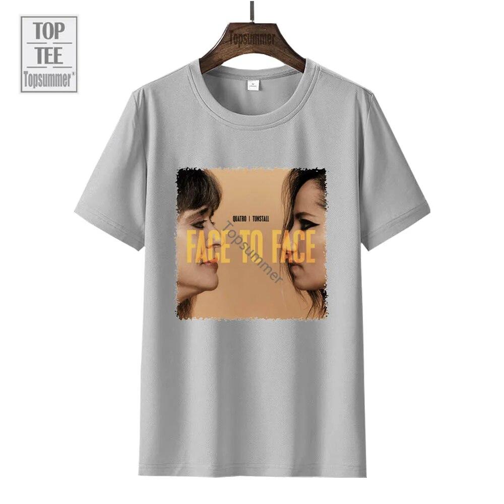 Face To Face Album T-Shirt Suzi Quatro Tour T Shirt Unisexs Rock Streetwear Graphic Print T Shirts Womens Cotton Tops Tees