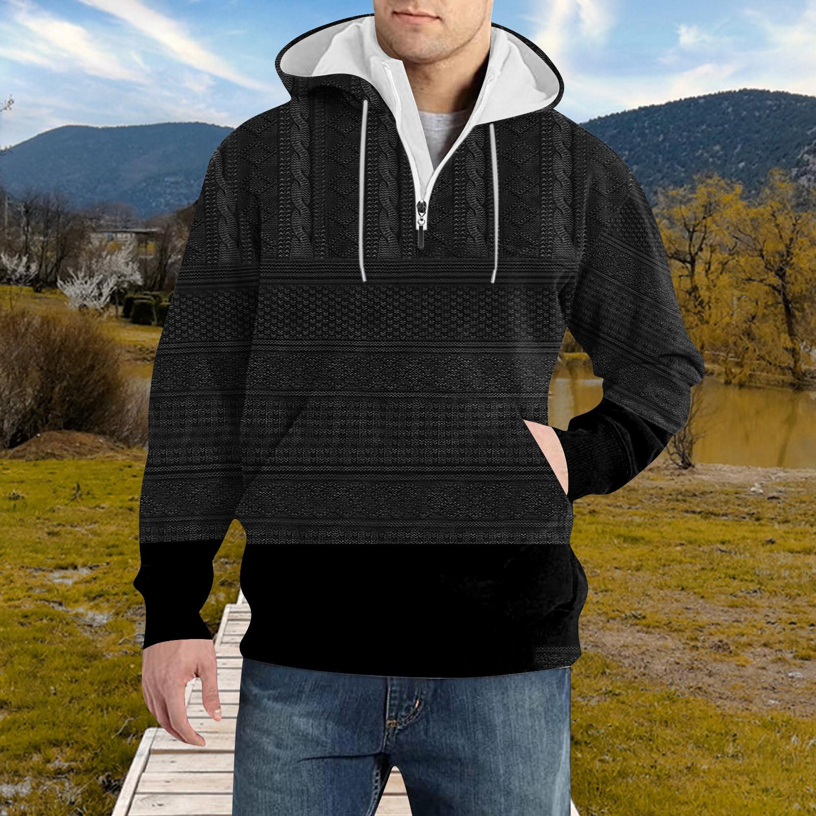

Весенне-осенняя мужская толстовка с воротником-стойкой на открытом воздухе, повседневные свитера, топы L чёрный
