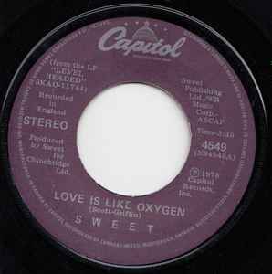 

7inch Record SWEET - Love Is Like Oxygen 4549 CAPITOL 1978 Canada Rock Used