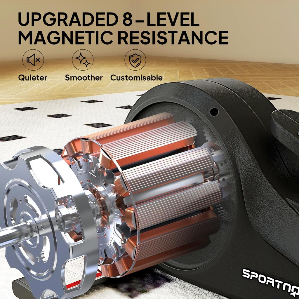 Under Desk Elliptical Machine with LCD Monitor, 8 Adjustable Magnetic Resistances for 2-in-1 Seat & Stand Up Exercise