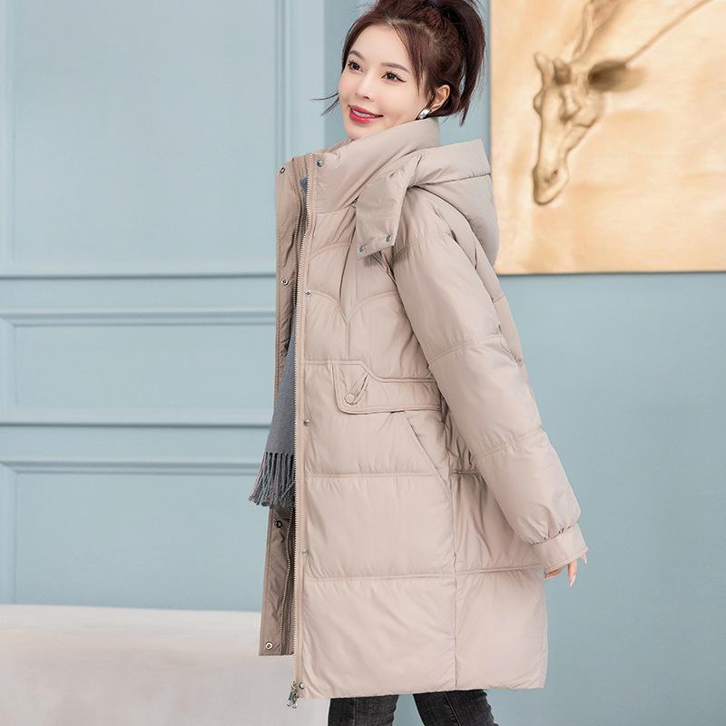 Winter New Fashion Loose Detachable Hat Cotton-padded Jacket Women's Long Thick Bread Warm Coat.