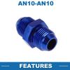 A ABSOPRO Female Flare Reducer Hose Fitting Adapter AN10 AN10 Fuel Line Connector Aluminum Blue