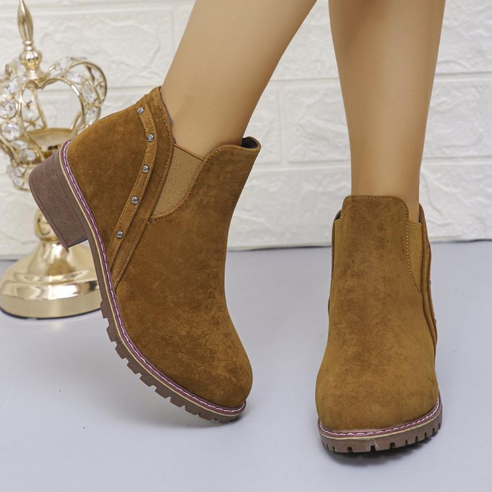 Women'S Boots Promotion Women Shoes Thick Heel Thick Soled Short Boots Fashionable One Foot Outdoor Casual As Tendencia