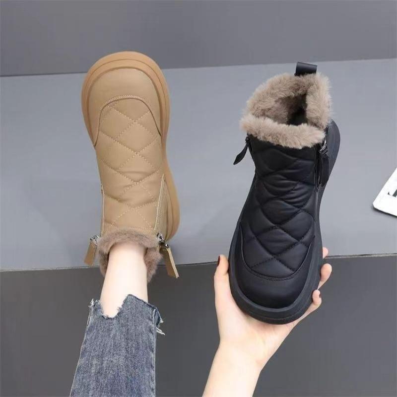 Snow boots women's new winter velvet thickened boots fashionable versatile fur integrated warm cotton shoes