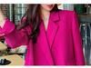 Women's Large Rose Red Suit Jacket, Medium-Long Casual Blazer for Spring and Autumn [0120]