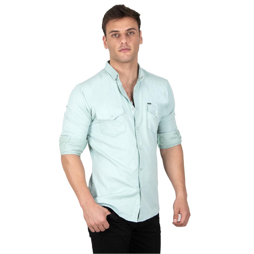 DeepSEA Herren-Hemd aus gestricktem Stoff mit Druckknopf und doppelter Tasche 2300415