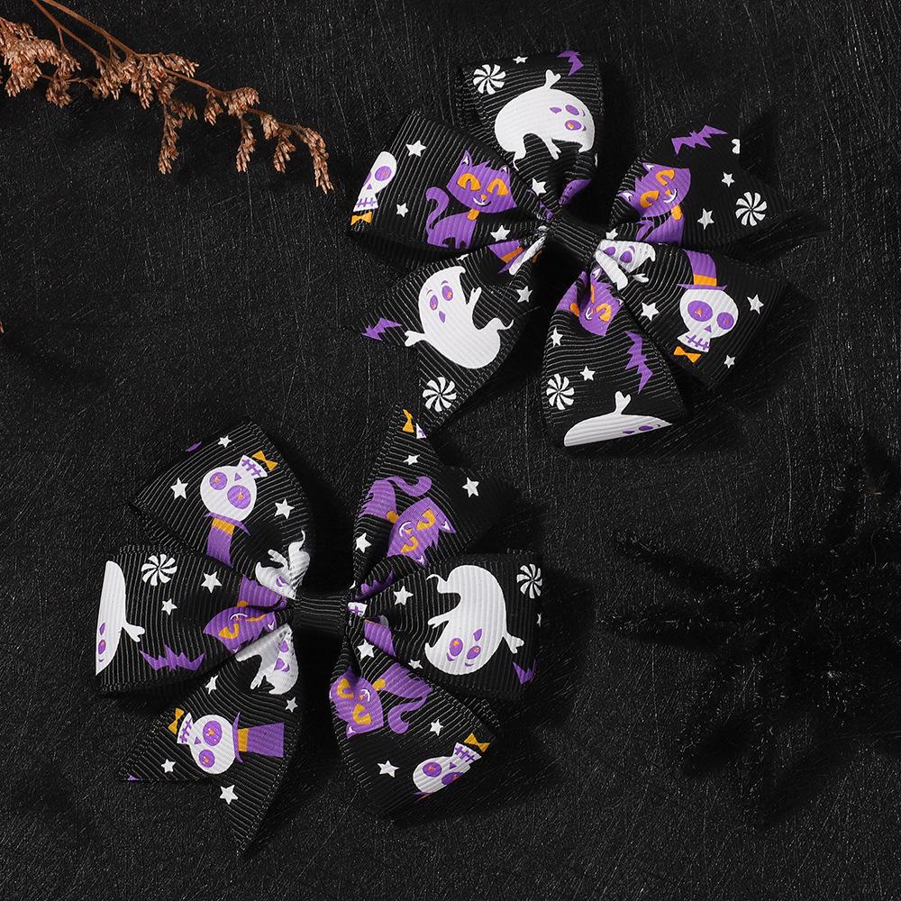 Popular Children'S Hair Accessories Set Accessories Halloween Ribbed Bow Hairpin Children'S Accessories 638