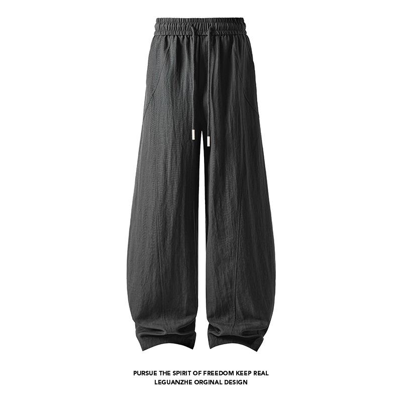 Mens Loose Wide Leg Thin Breathable Casual Lyocell Linen Long Pants