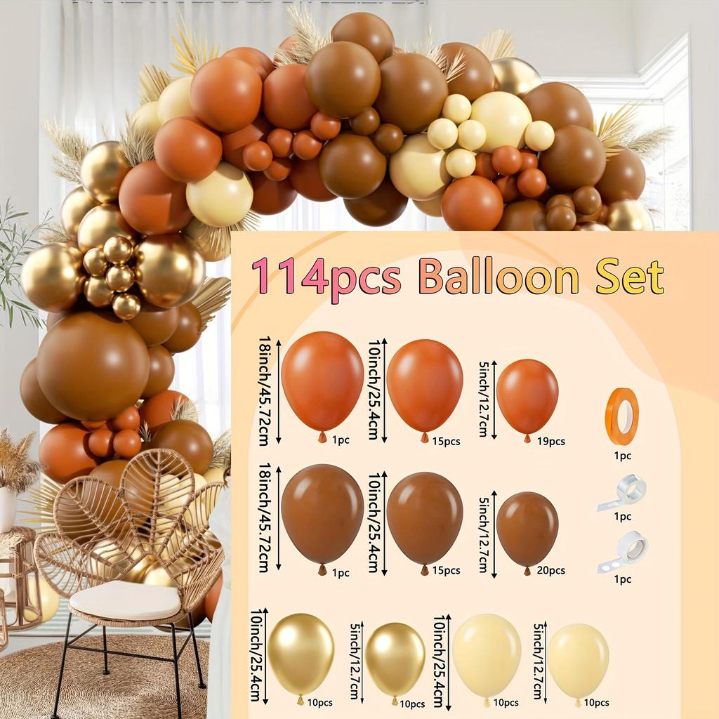 114Pcs Autumn Harvest Festival Thanksgiving Farm Theme Balloon Decorations Autumn Winter Colors Skin Color Balloon Party Decors
