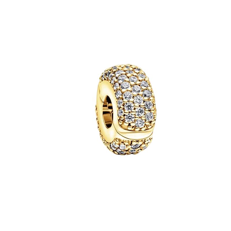 Sparking Gold Plated Charm Beads Dangle Original Snake Fit Copper Bracelet Necklace Beads For Diy Jewelry Women Gift