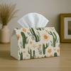1pc Bohemian Scandinavian Style Tissue Holder with Cactus Sun Design In Earthy Colors, Sturdy Napkin Organizer for Vehicle, Kitchen, Dining Area, And
