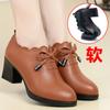 New Fashion Lace Platform Pumps Casual Wedge Waterproof Pointed Toe Soft Leather Shoes for Women Spring Autumn