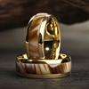 Trendy 8mm Gold Color Men Stainless Steel Ring With Brown Abalone Shell Inlay Rings for Men Women Wedding Jewelry Drop Shipping