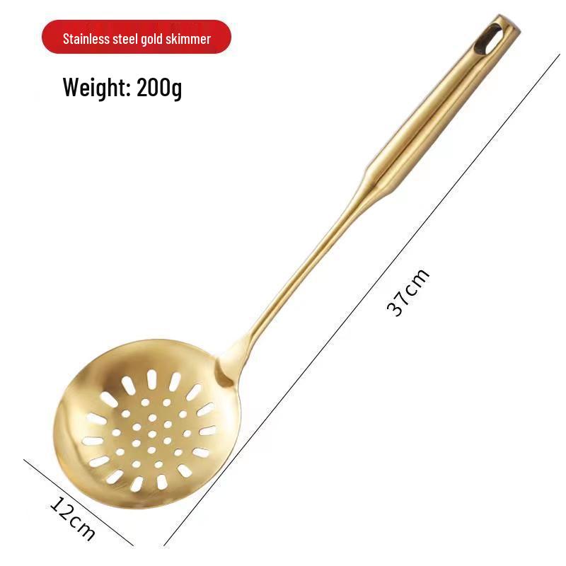 Vergoldetes 304 Edelstahl Küchenutensilien-Set: Löffel, Pfannenwender, Schöpfkelle, Schaumlöffel, Wok-Pfannenwender, Reislöffel, Geschlitzter Löffel, Nudellöffel