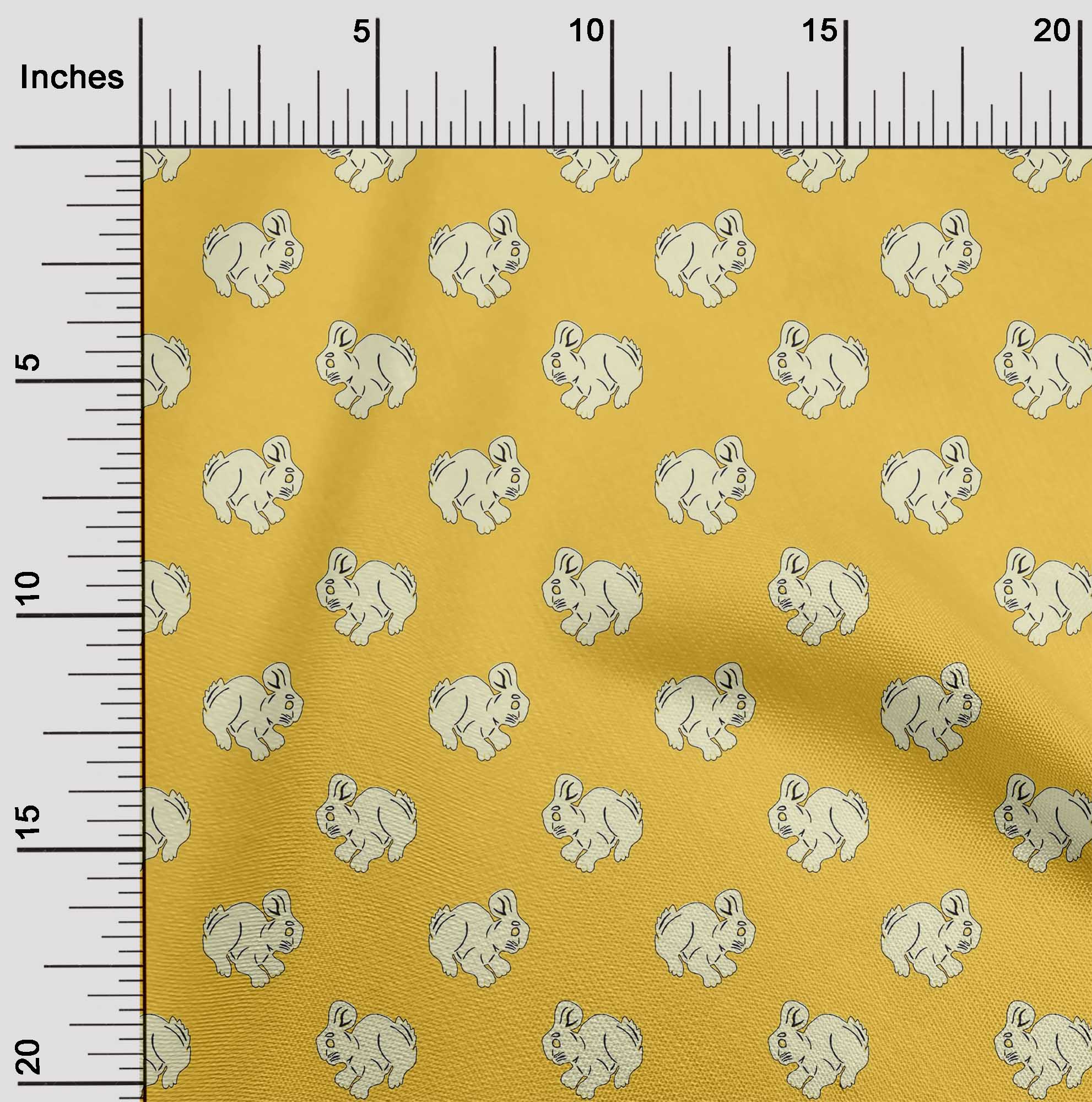 

OneOone Cotton Flex Fabric Rabbit Block Print Тканина на ярди шириною 40 дюймів 42 Inch - Viscose Chiffon золотий