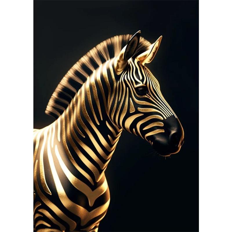 Schwarzes und goldenes Adler-Löwen-Leinwandbild – Nordisches Hirsch-Tiger-Wolf-Schwan-Ästhetik-Poster für Wohnzimmerdekoration, Metallgemälde