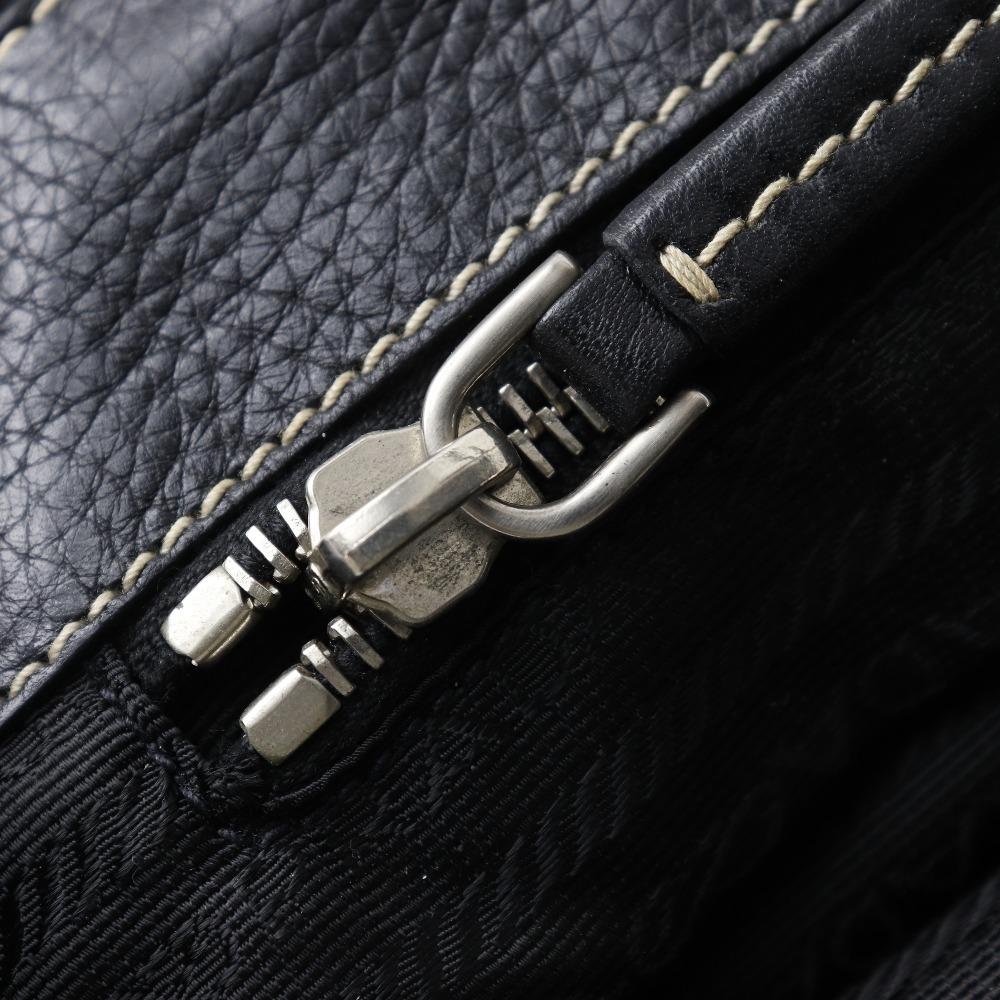 PRADA Logo embossing Tote Bag black Nylon/leather Women Used