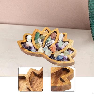 Stein Ausstellungsablage Aufbewahrungshalter Holz Lotusförmige Schmuckschale für Steine Schlüssel