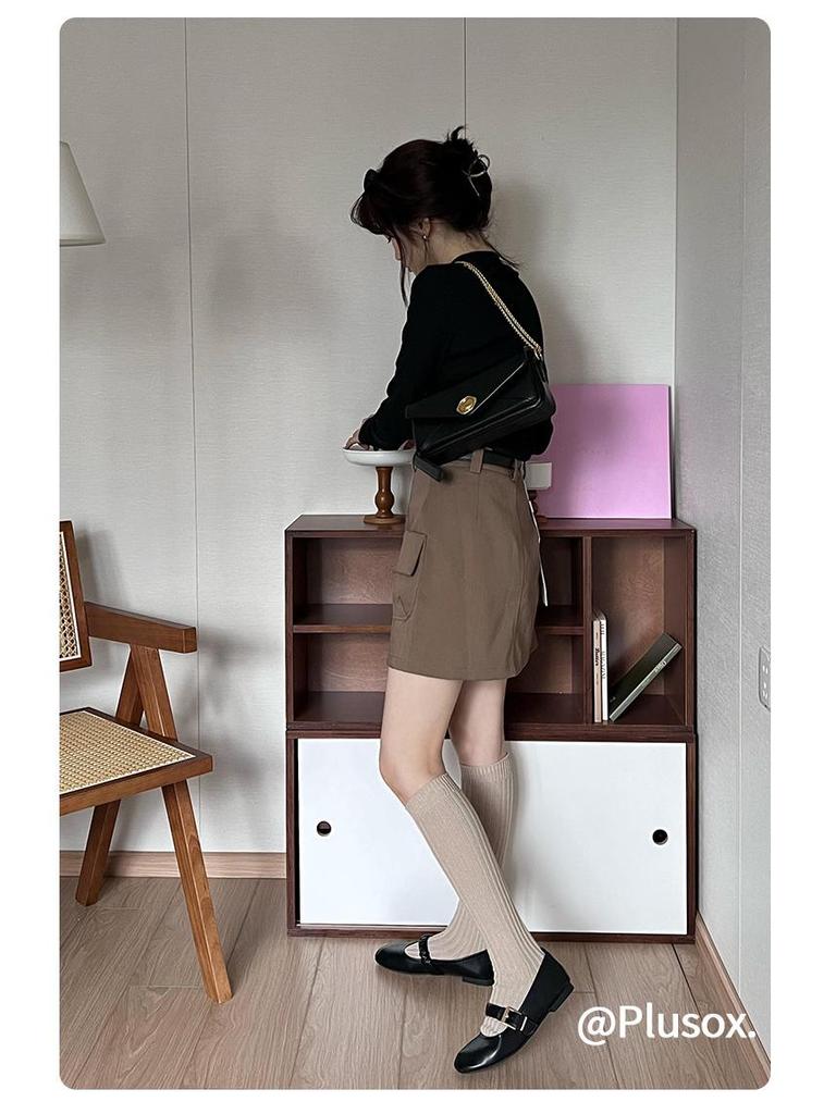 Plusox Women's Beige Cotton Over-the-Knee Warm Socks - Autumn/Winter Collection